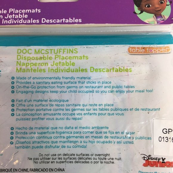 Disney Doc McStuffins Disposable Placemats Table Topper BPA Free Neat Lot Of 2 - Picture 7 of 12